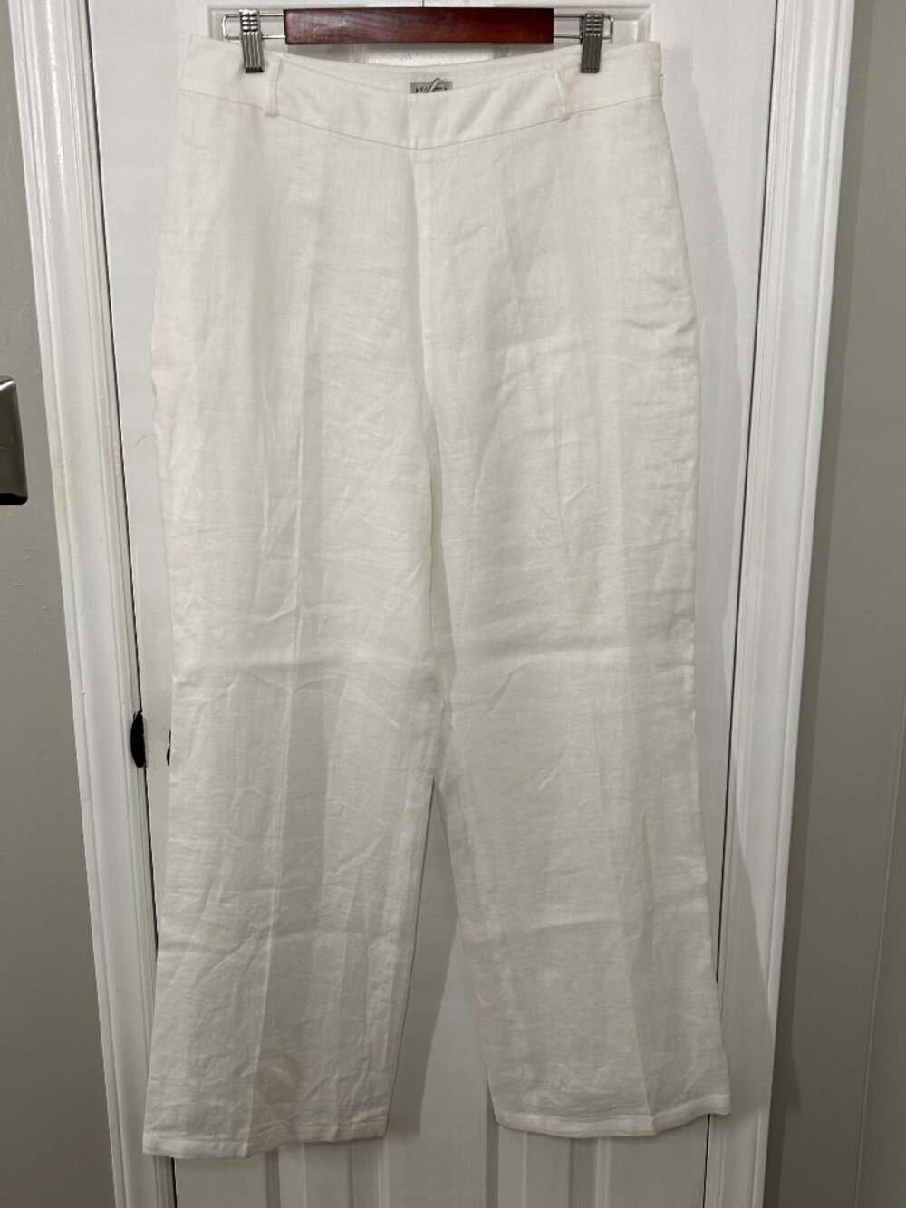 J Peterman Size 12 White Linen Fully Lined Pants